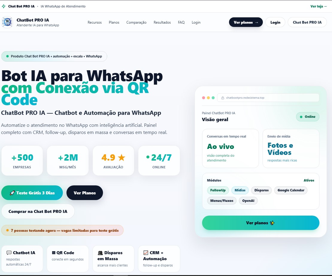 Chatboot PRO IA - REDE SISTEMAS